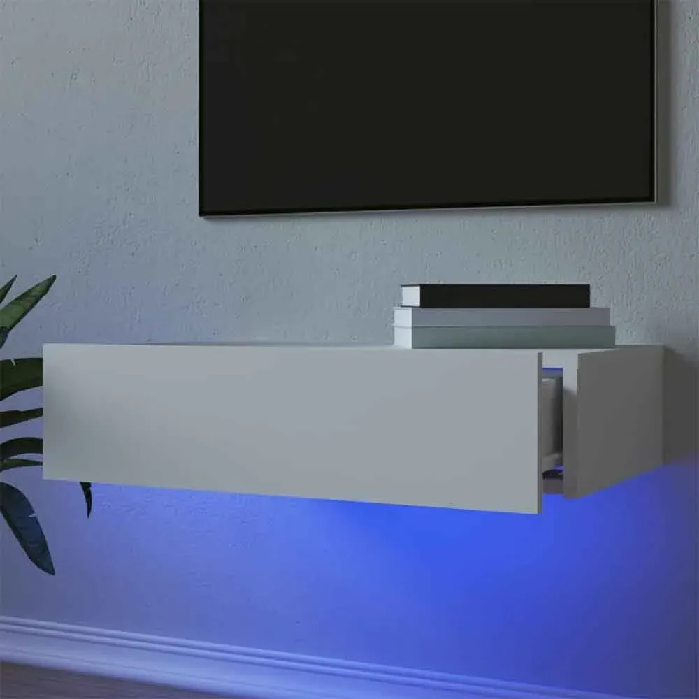 Dubuque Wall Mounted TV Stand with LED Lighting - White product
