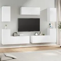 Duena Wall-Mounted TV Cabinet Set - White, Engineered Wood alternate view