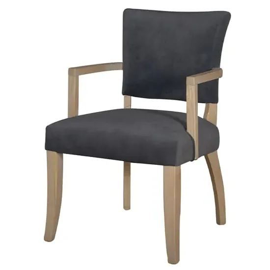 Dukes Armchair with Wooden Frame - Dark Grey, Velvet image