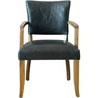 Dukes Armchair with Wooden Frame - Ink Blue, Leather