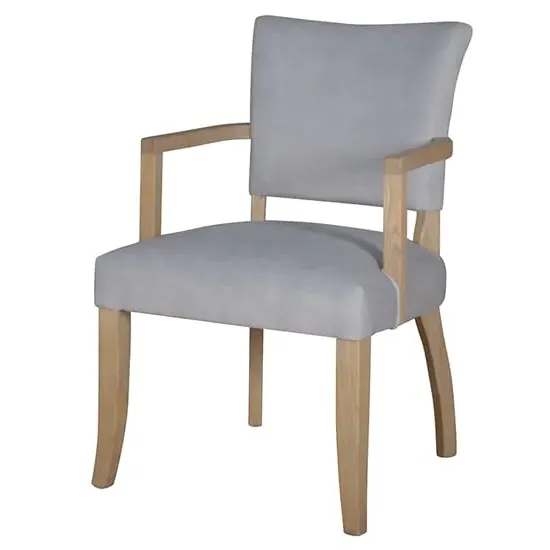 Dukes Armchair with Wooden Frame - Light Grey, Velvet