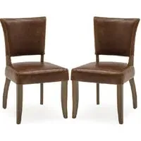 Dukes Dining Chairs - Tan Brown, Leather
