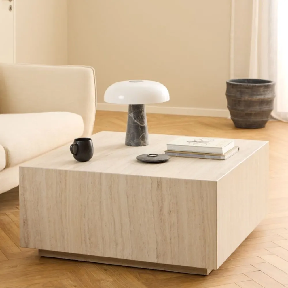 Duluth Square Coffee Table - Light Travertine Effect, Wood image