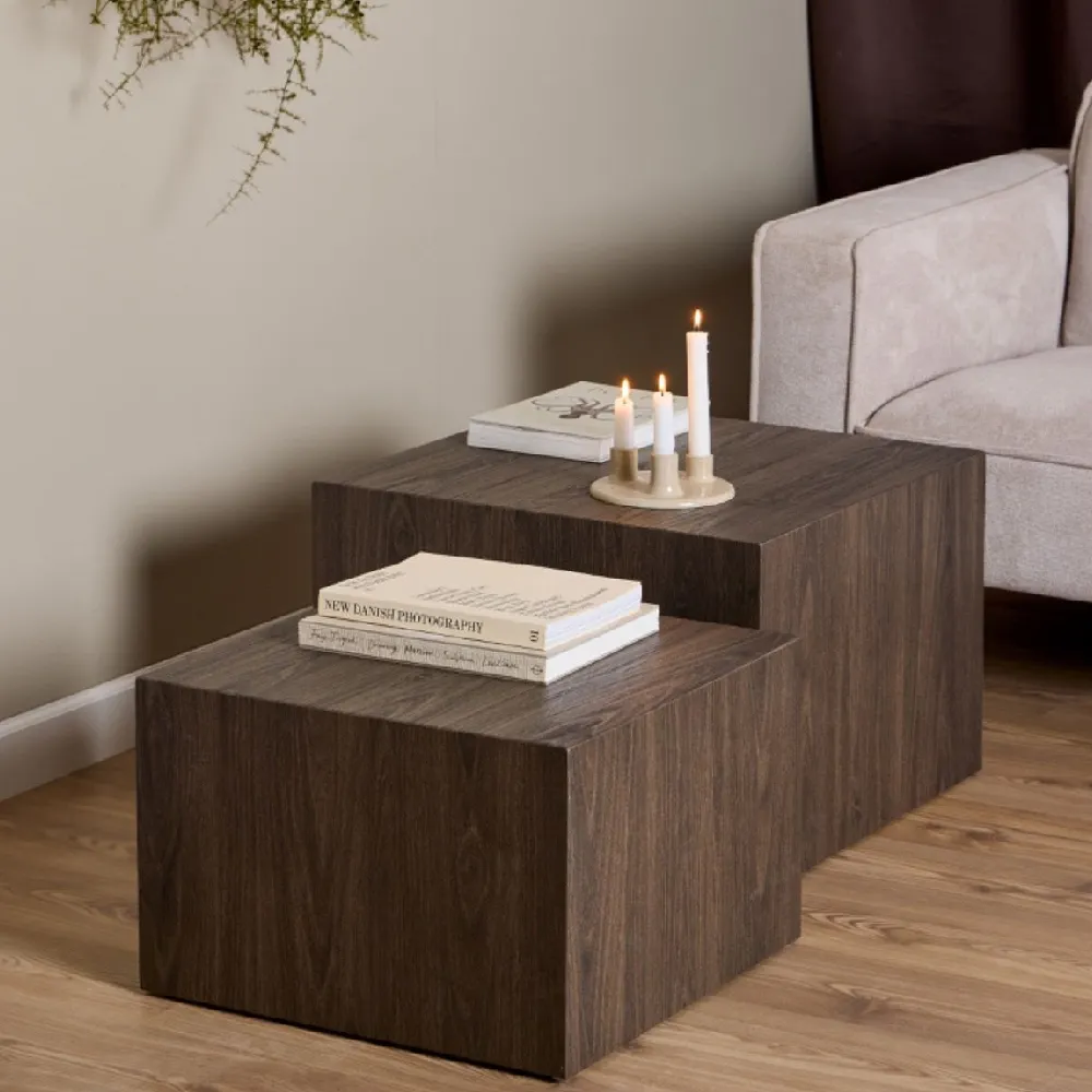 Duluth Square Nesting Coffee Tables - Smoked Ash, Wood product
