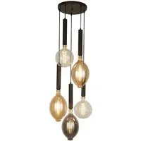 Dulwich 5 Light Multi Drop Pendant Light - Black