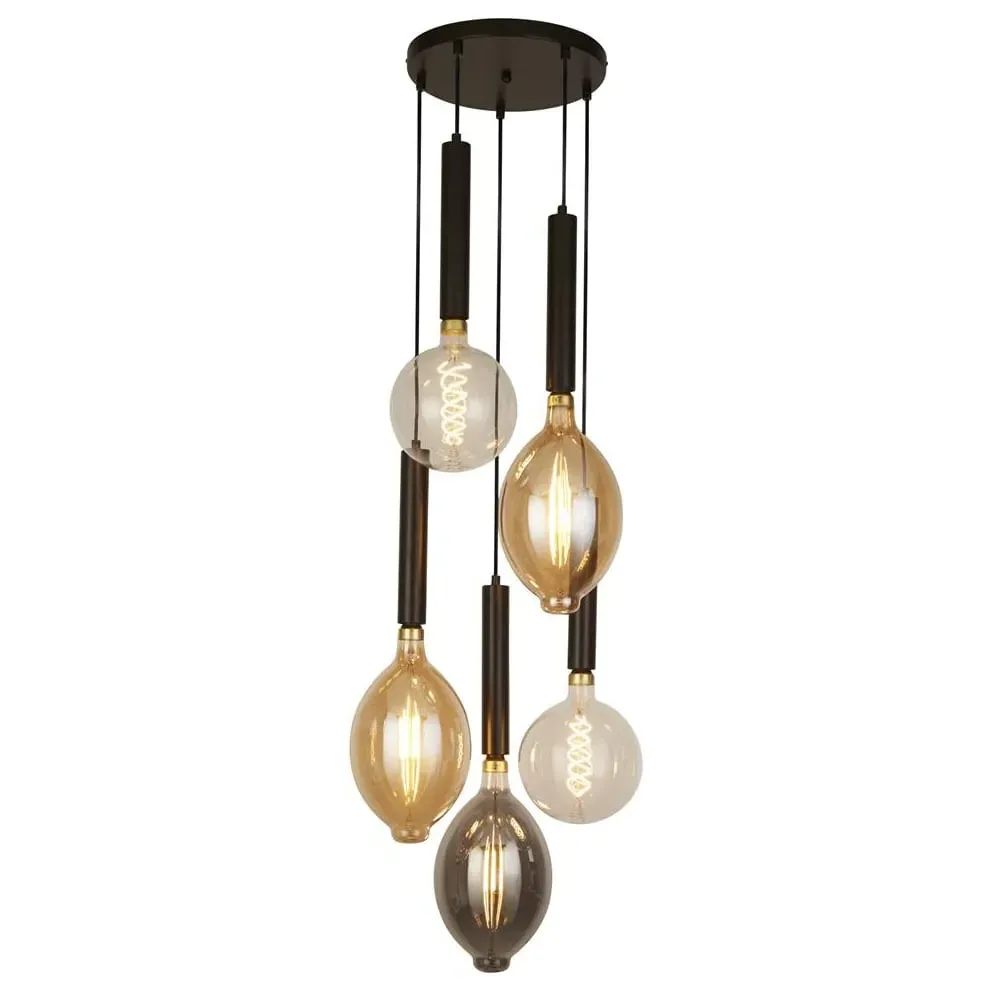 Dulwich 5 Light Multi Drop Pendant Light - Black