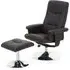 Dumai Leather Recliner Chair with Footstool - Black
