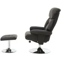 Dumai Recliner Chair with Footstool - Black, PU Leather