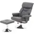 Dumai Recliner Chair with Footstool - Grey, PU Leather