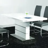 Duncan High Gloss Dining Table with Steel Base - White