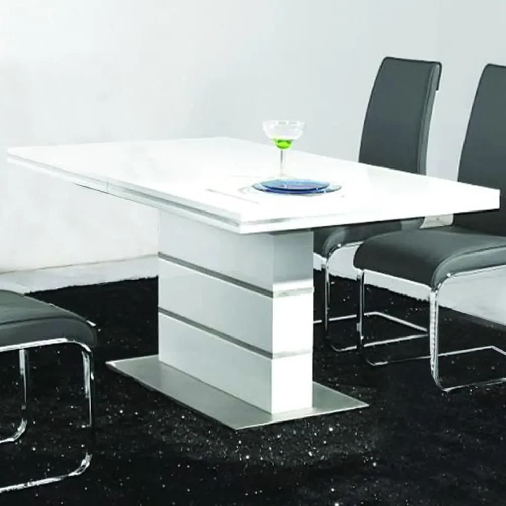 Duncan High Gloss Dining Table with Steel Base - White