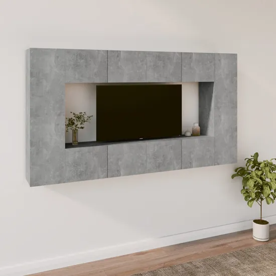 Dunixi Wall-Mounted TV Cabinet Set - Concrete Effect, Engineered Wood product