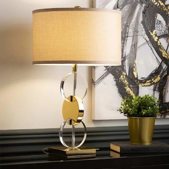 Dunn Table Lamp - Taupe, Gold