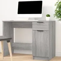 Dunstable Laptop Desk with Storage - Grey Sonoma, Engineered Wood