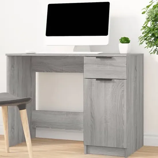 Dunstable Laptop Desk with Storage - Grey Sonoma, Engineered Wood image