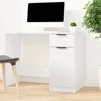 Dunstable Laptop Desk with Storage - White, Engineered Wood