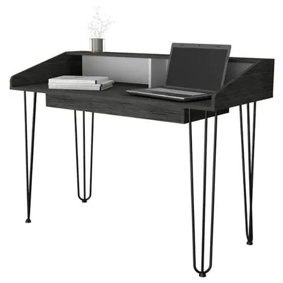 Dunster Laptop Desk with 2 Shelves - White, Wood