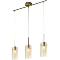 Duo 3 Light Bar Pendant Light - Bronze, Champagne Glass
