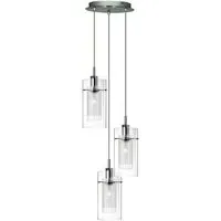 Duo 3 Light Multi-Drop Ceiling Pendant - Chrome, Glass
