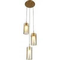 Duo 3 Light Multi Drop Pendant Light - Bronze, Champagne Glass