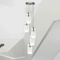 Duo 5 Light Ceiling Pendant Light - Chrome, Glass
