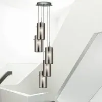 Duo 5 Light Smoked Glass Ceiling Pendant - Chrome