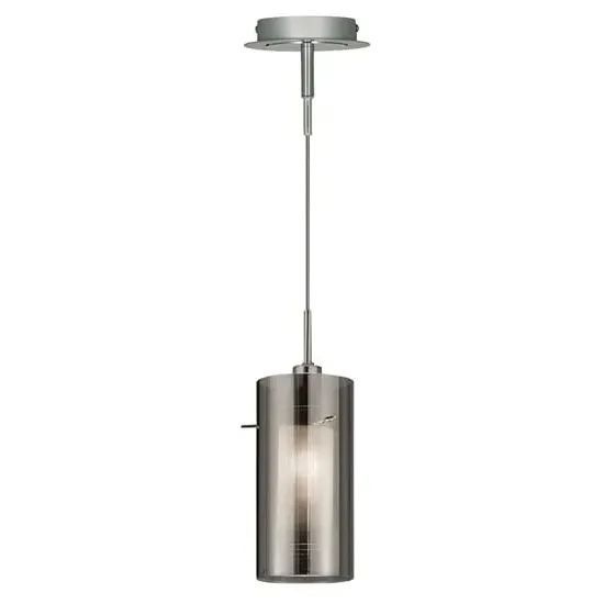 Duo Smoked Glass Ceiling Pendant Light - Chrome image