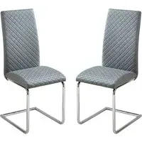 Durango Dining Chairs Pair - Grey, PU Leather