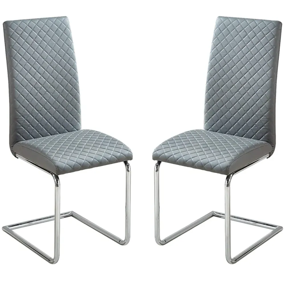 Durango Dining Chairs Pair - Grey, PU Leather image