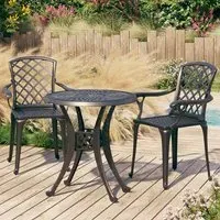 Durham 3 Piece Bistro Set - Black, Cast Aluminium