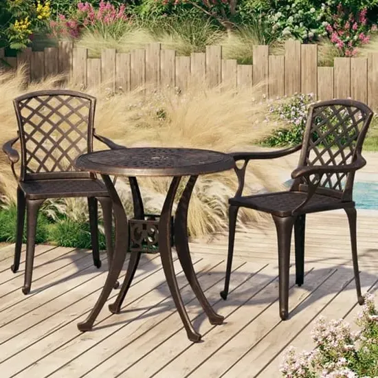Durham 3 Piece Bistro Set - Bronze, Cast Aluminium image