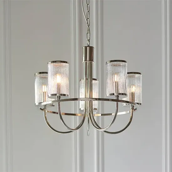 Durham 5-Light Ceiling Pendant - Bright Nickel, Glass product