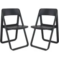 Durham Folding Dining Chairs Pair - Black, Polypropylene