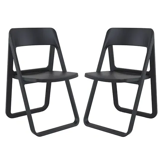 Durham Folding Dining Chairs Pair - Black, Polypropylene image