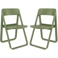 Durham Folding Dining Chairs Pair - Green, Polypropylene