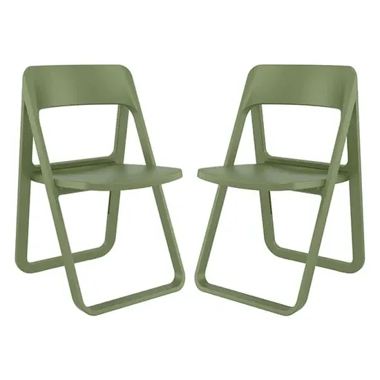 Durham Folding Dining Chairs Pair - Green, Polypropylene