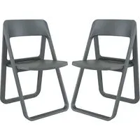 Durham Folding Dining Chairs Pair - Grey, Polypropylene