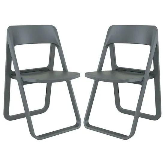 Durham Folding Dining Chairs Pair - Grey, Polypropylene