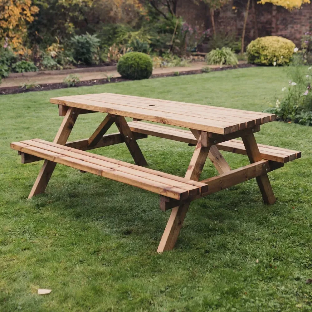 Dyersville Large Garden Picnic Dining Set - Natural, Wood