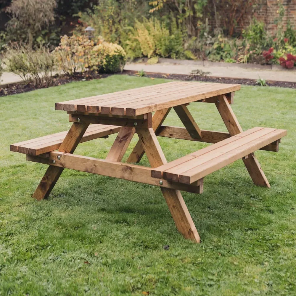 Dyersville Small Garden Picnic Dining Set - Natural, Wood image
