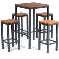 Dylan Square Bar Table Set with 4 Stools - Brown