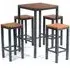 Dylan Square Bar Table Set with 4 Stools - Brown