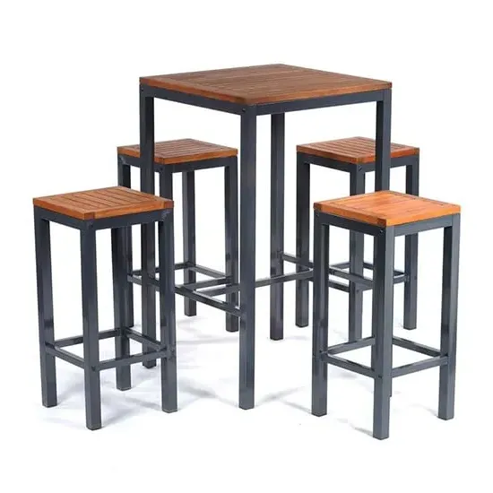 Dylan Square Bar Table Set with 4 Stools - Brown