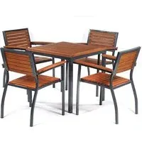 Dylan Square Dining Table with 4 Arm Chairs - Brown, Wood