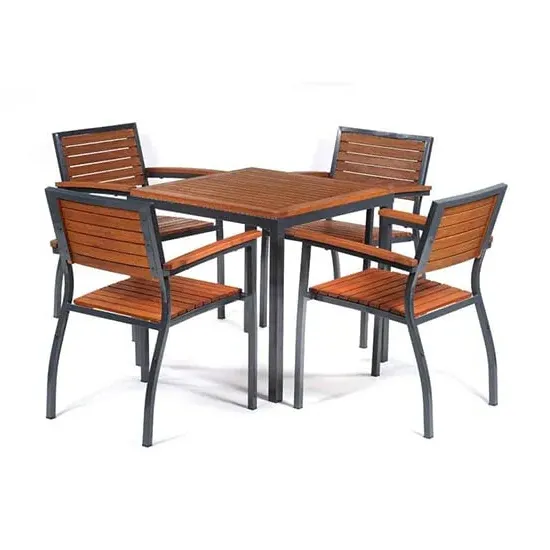 Dylan Square Dining Table with 4 Arm Chairs - Brown, Wood
