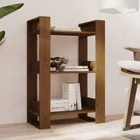 Dylon Bookcase and Room Divider - Brown, Pine Wood
