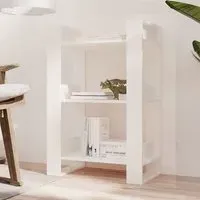 Dylon Bookcase and Room Divider - White, Pine Wood