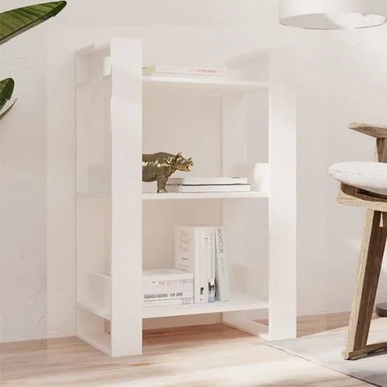 Dylon Bookcase and Room Divider - White, Pine Wood