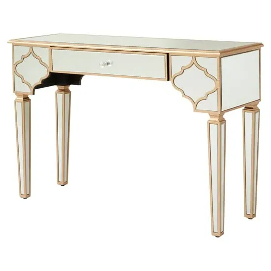 Dziban Mirrored Console Table with 1 Drawer - Gold