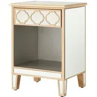 Dziban Mirrored Side Table with Drawer - Gold